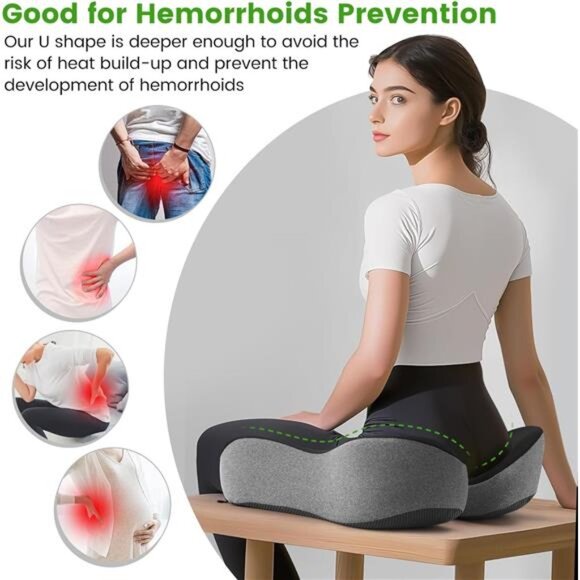 Wheelchair Seat Cushion Memory Foam Tailbone Pain Relief Office Chair Coccyx - Picture 3 of 7